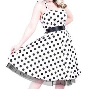 Hearts & Roses Minnie Halter White Polka-Dot Dress